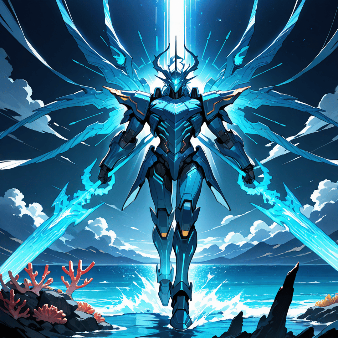 AI generated wallpaper featuring mech, robot, armor