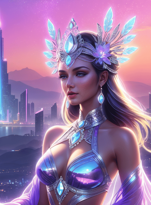woman, cityscape, futuristic
