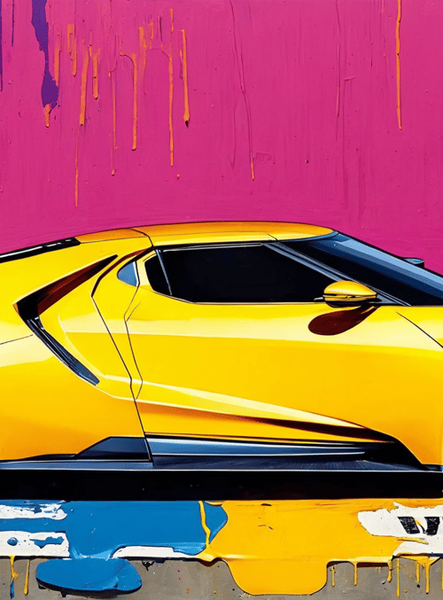 sports car, wall, paint, newspaper