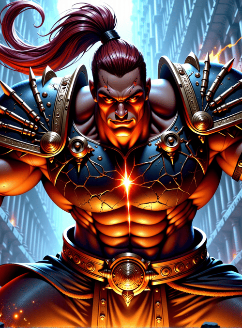 warrior, giant, fire