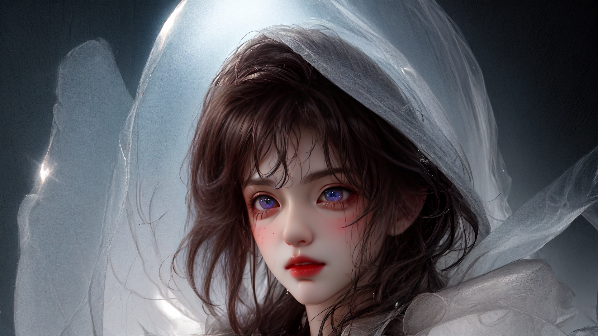 AI generated wallpaper featuring girl, angel, veil