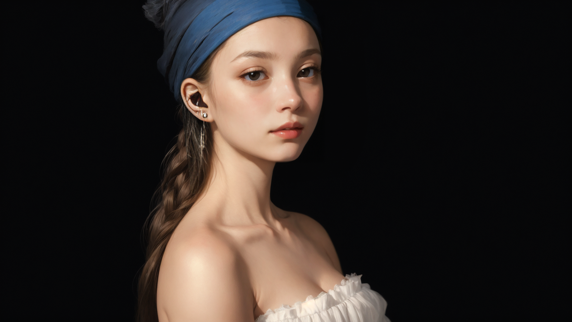 AI generated wallpaper featuring woman, braid, headband