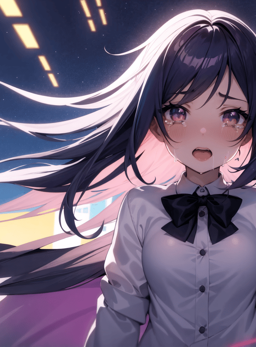 girl, anime, cityscape