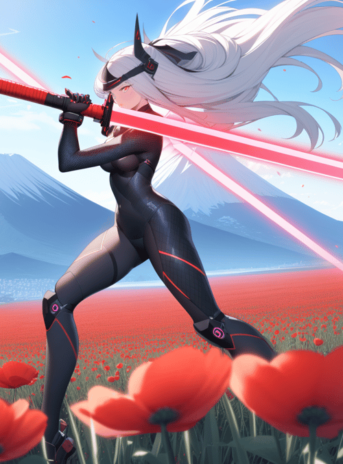 cyberpunk warrior, swordsman, anime character