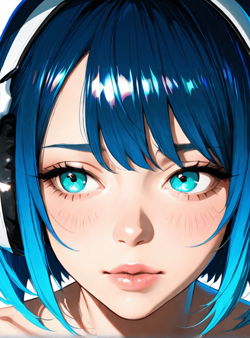girl, headphones, hair, face, digital, screen