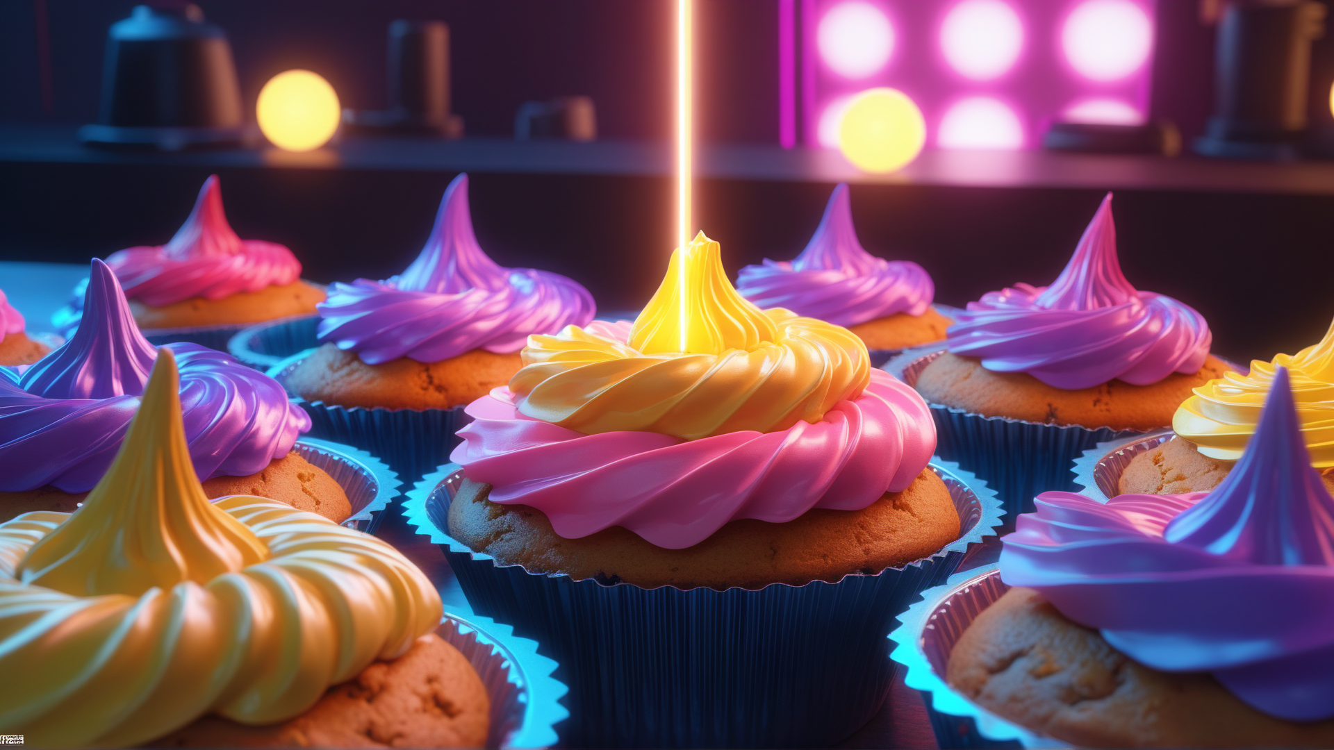 AI generated wallpaper featuring cupcakes, candles, pastries