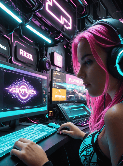 gamer, woman, computer