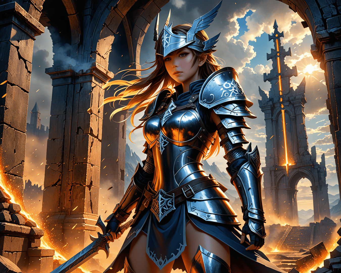 AI generated wallpaper featuring warrior, armor, sword