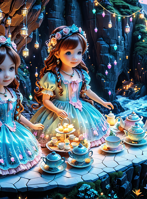 girls, tea party, fairies