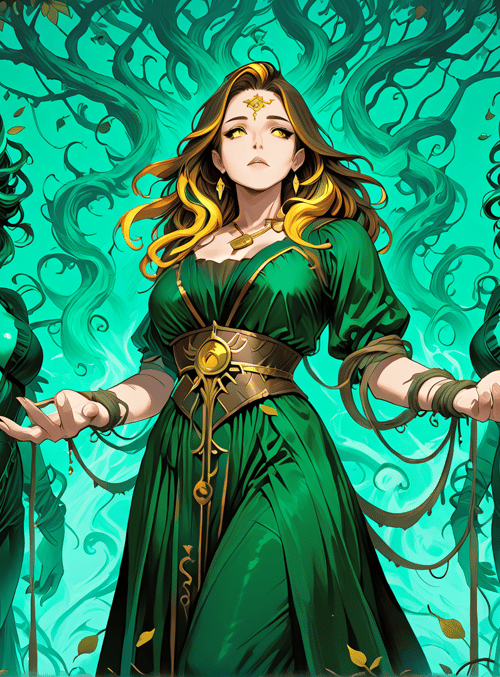 women, forest spirits, trees