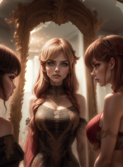 woman, mirror, reflection