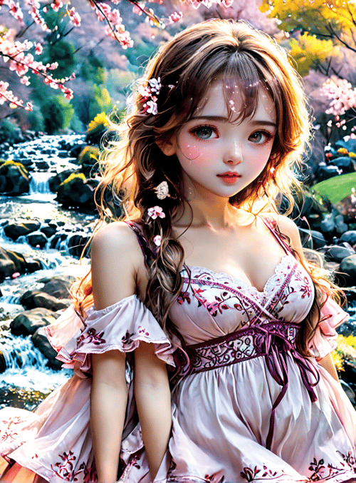 girl, spring, nature