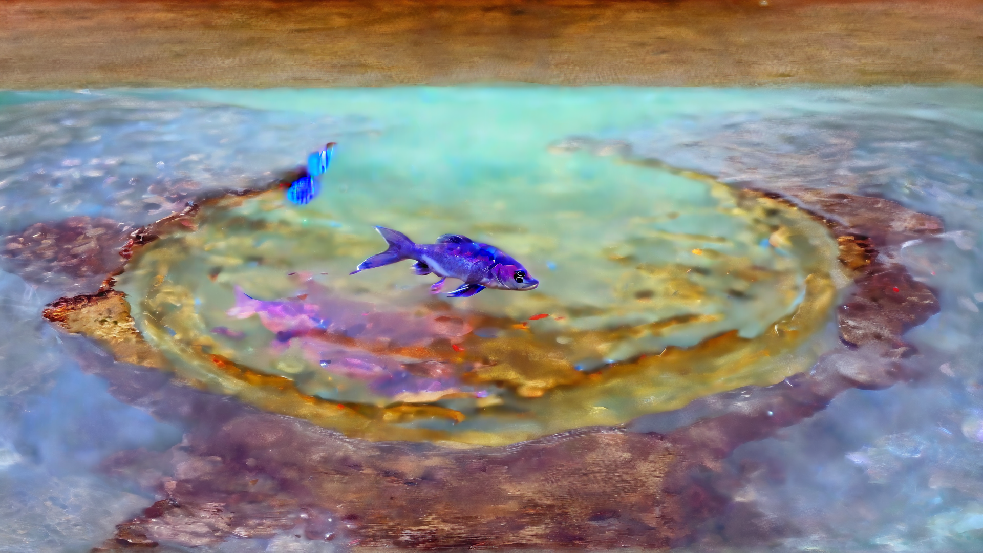AI generated wallpaper featuring fish, water