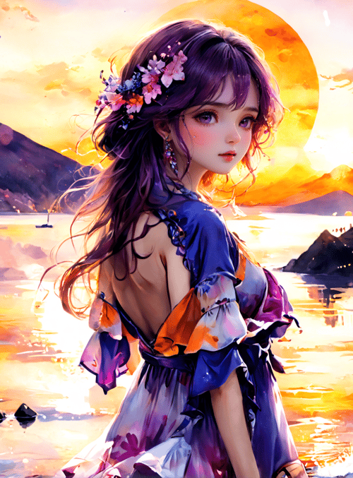 woman, mountain, lake