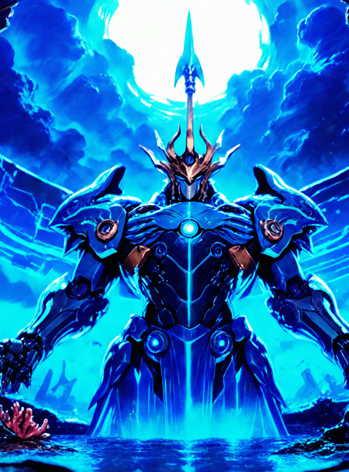 robot, armor, spear