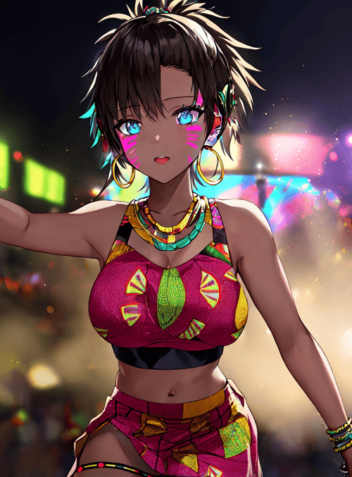 anime girl, woman, party