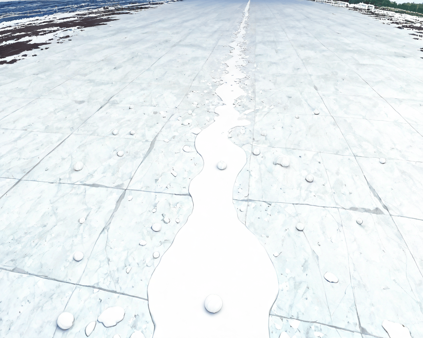 AI generated wallpaper featuring ice, rocks, water