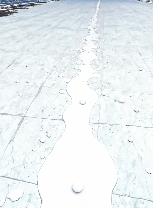 ice, rocks, water