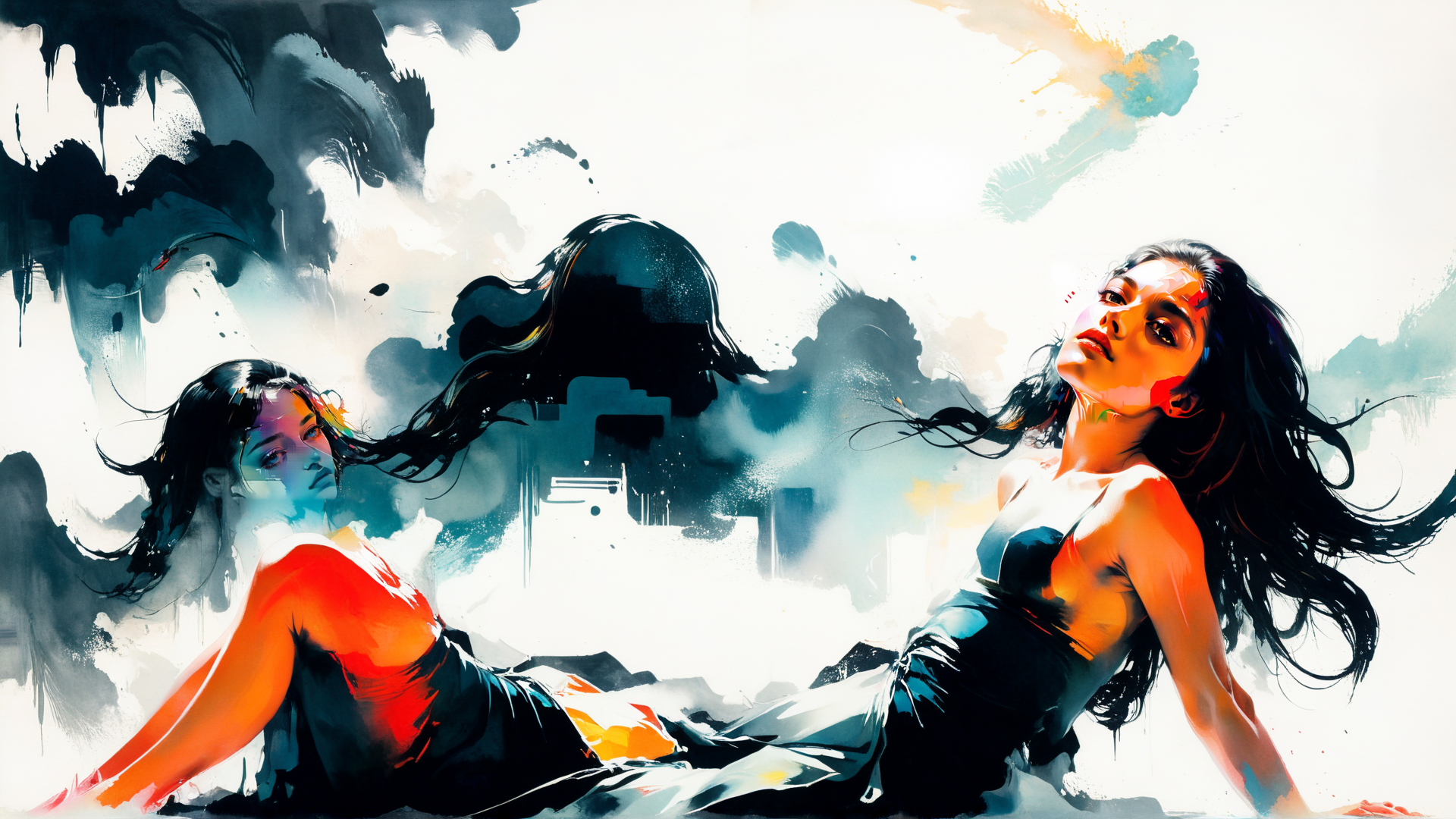 AI generated wallpaper featuring women, mermaid, sailor, woman