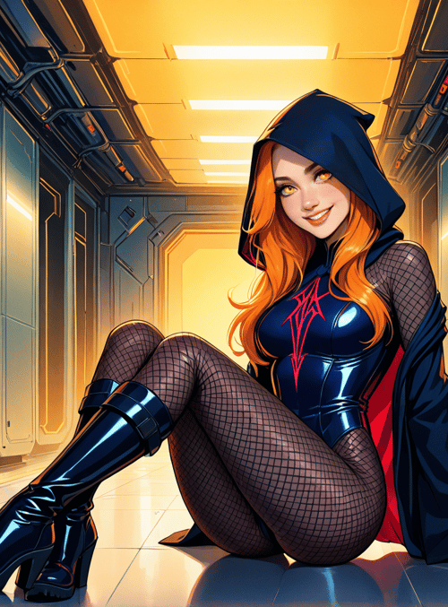 woman, superhero, cyberpunk