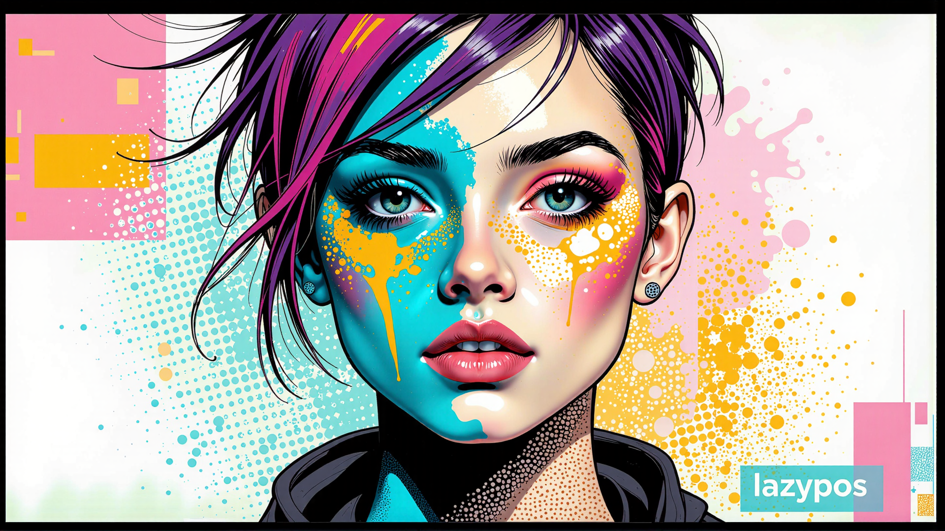 AI generated wallpaper featuring face, hair, ear, lips, eye