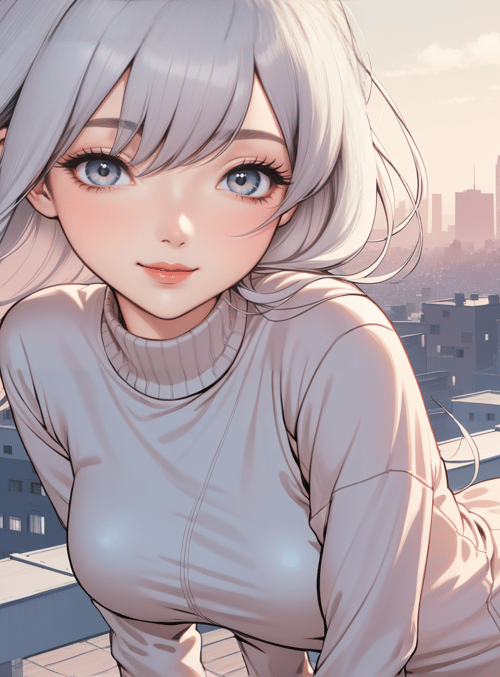 girl, cityscape, building