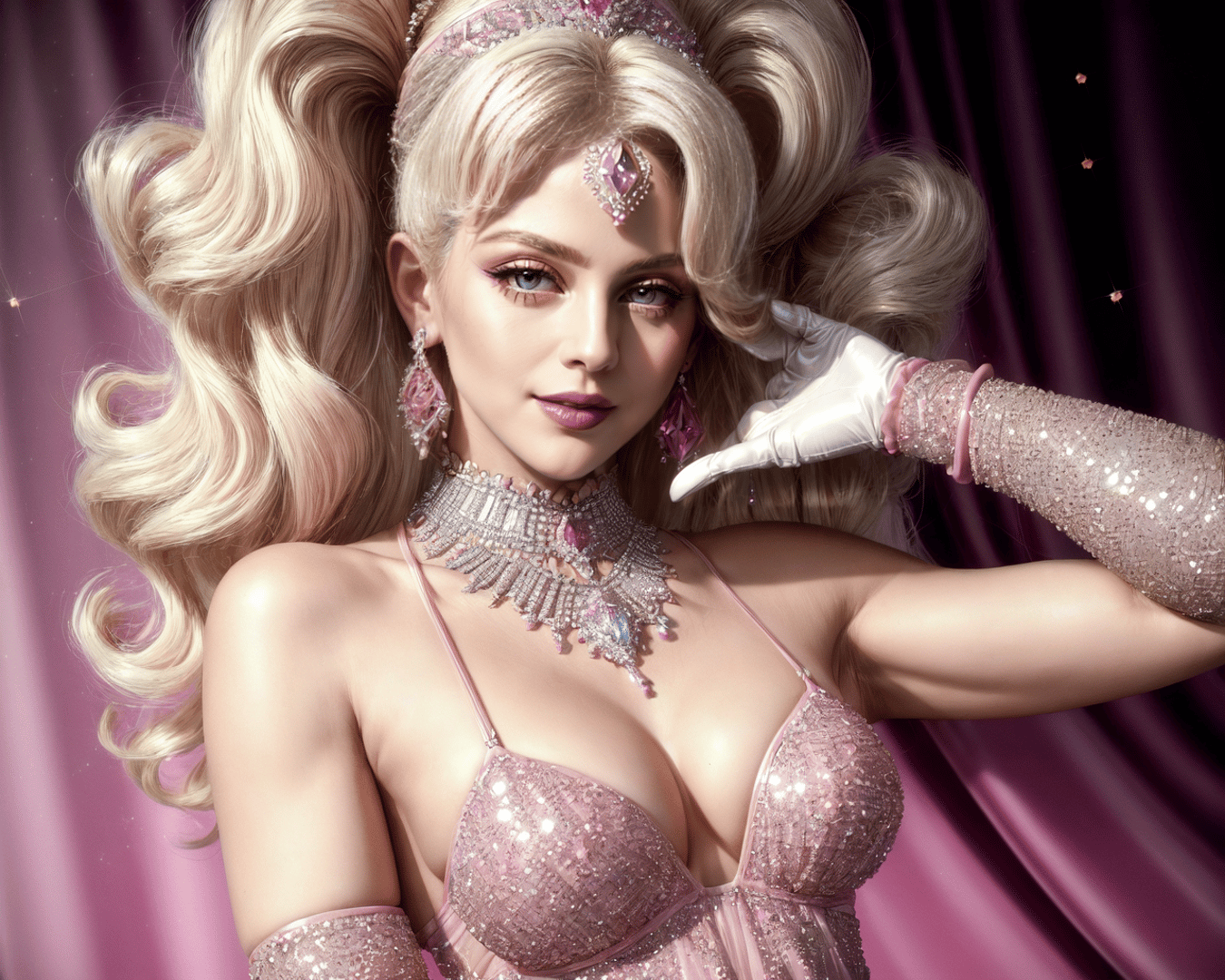 AI generated wallpaper featuring woman, gown, jewelry