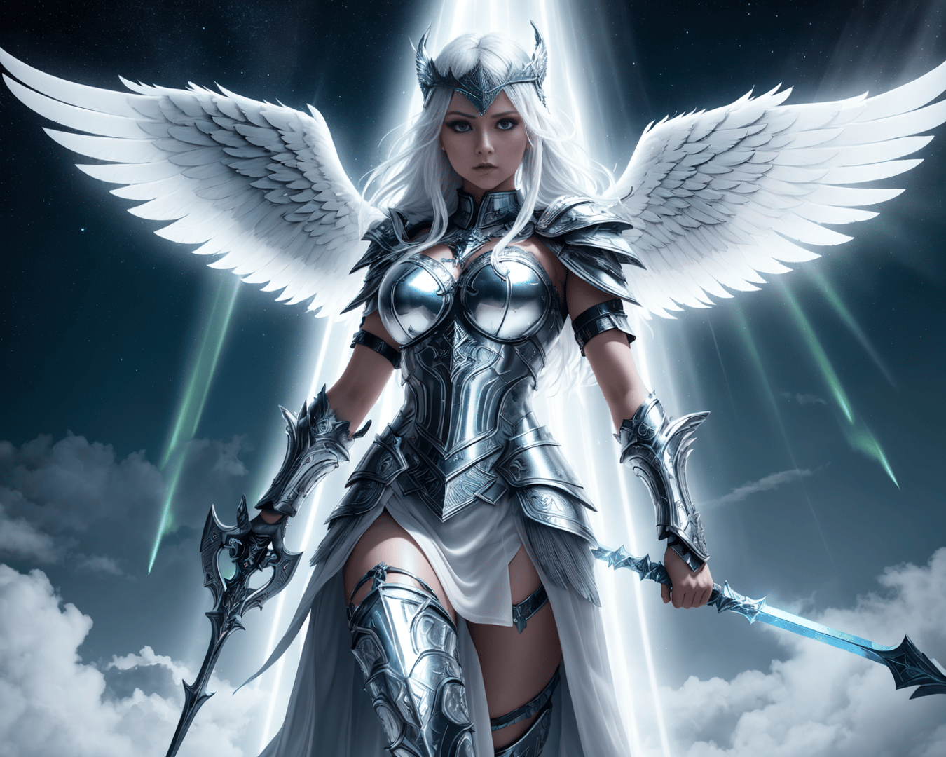 AI generated wallpaper featuring angel, warrior, sword