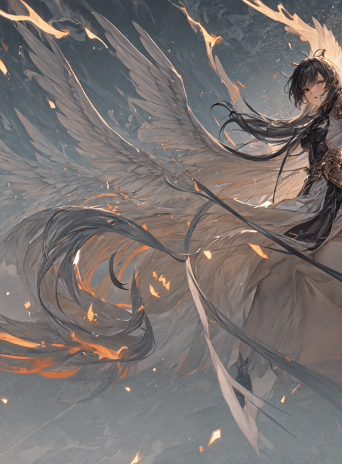 angel, girl, fire