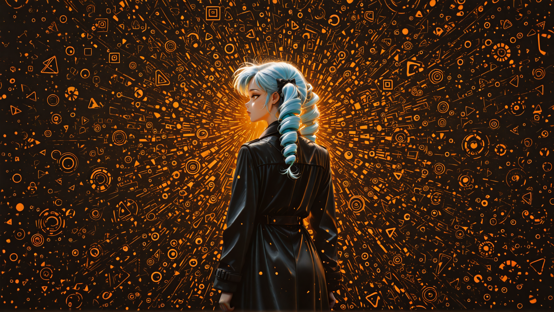 AI generated wallpaper featuring woman, fashion, geometric