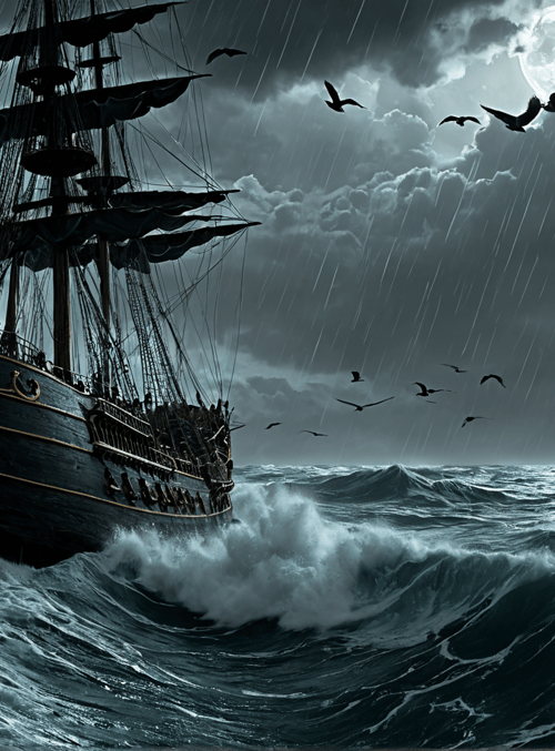 ship, gulls, ocean