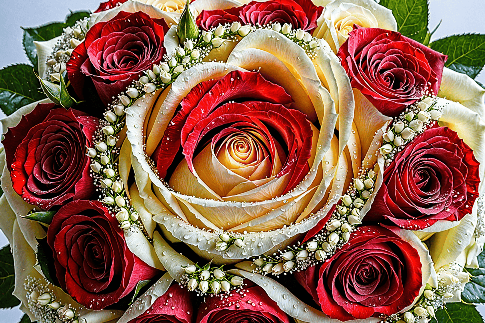 AI generated wallpaper featuring roses, bouquet, flowers