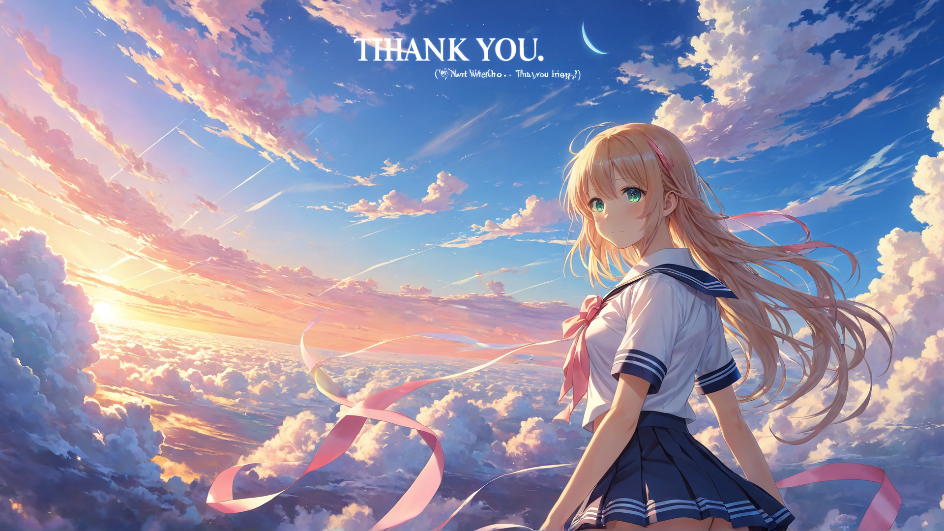 AI generated wallpaper featuring girl, sailor uniform, ribbon