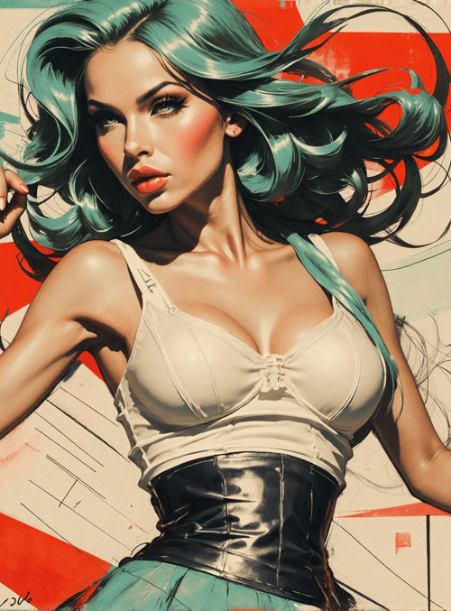 woman, hair, dress, background, art