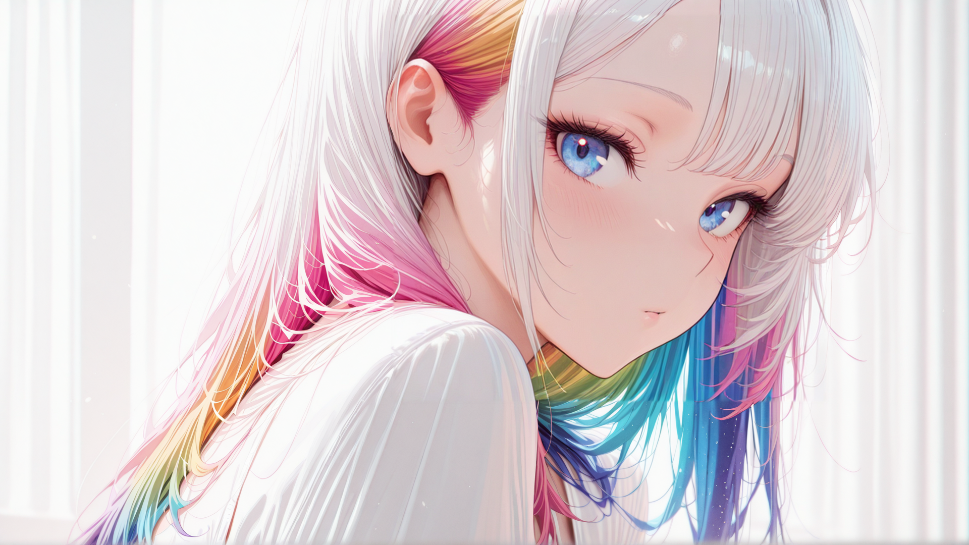 AI generated wallpaper featuring girl, anime, hair