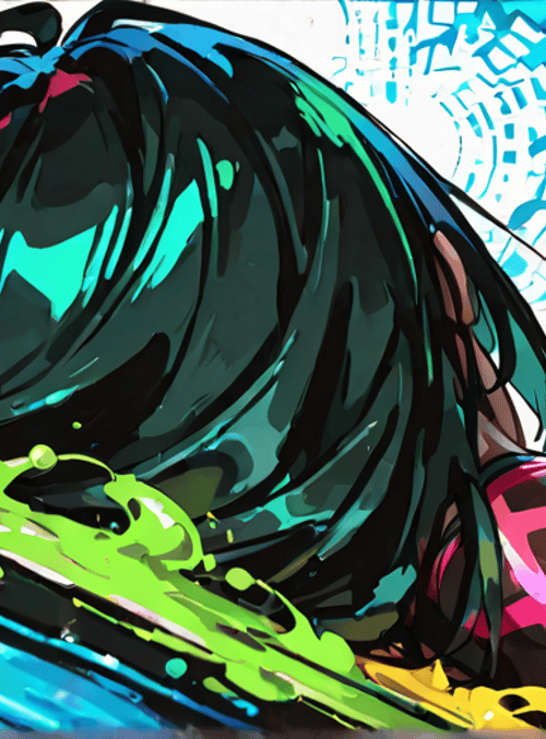 girl, hair, body, paint, splash, ink