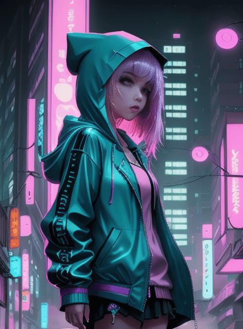 cyberpunk girl, neon city