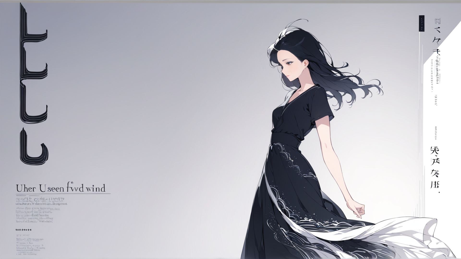 AI generated wallpaper featuring woman, dress, hair