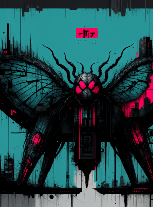 insect, city, moth, mechanical, buildings