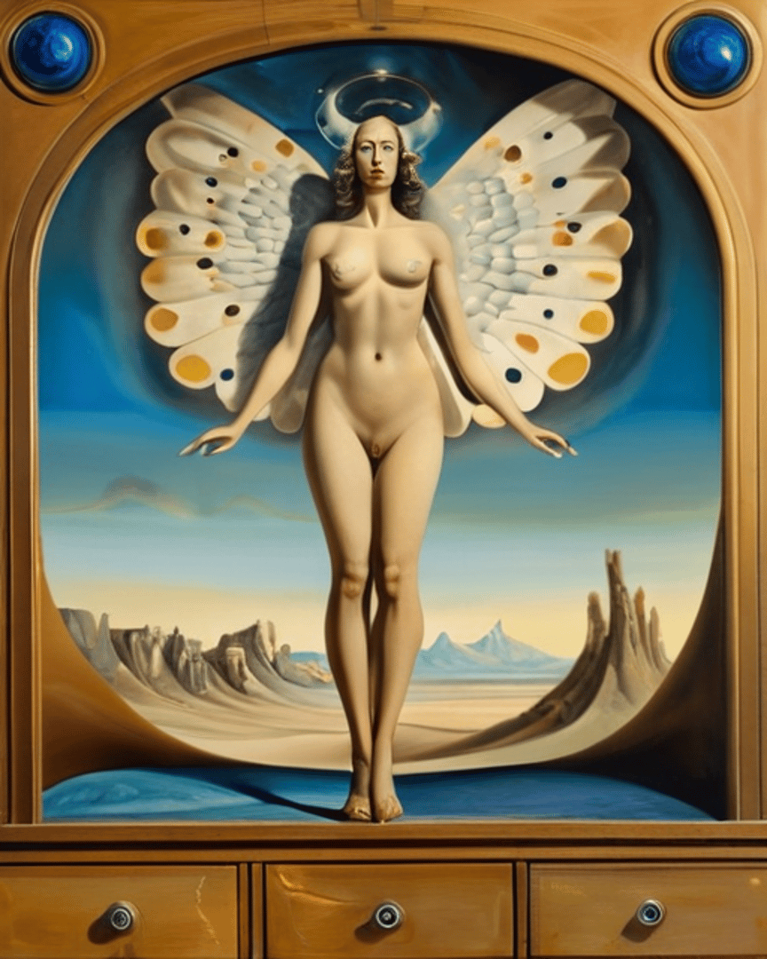 AI generated wallpaper featuring angel, woman, wings