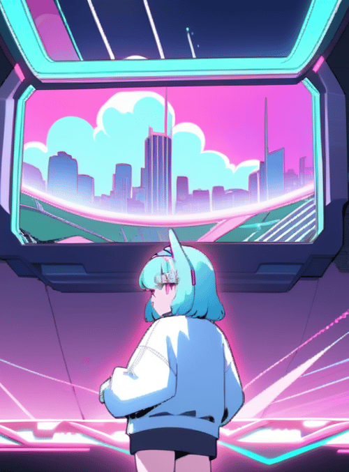 girl, screen, city