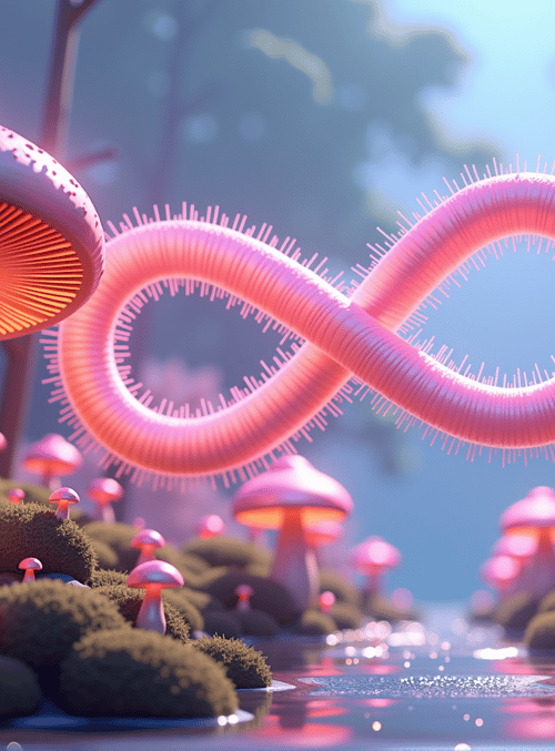 mushroom, infinity symbol, forest