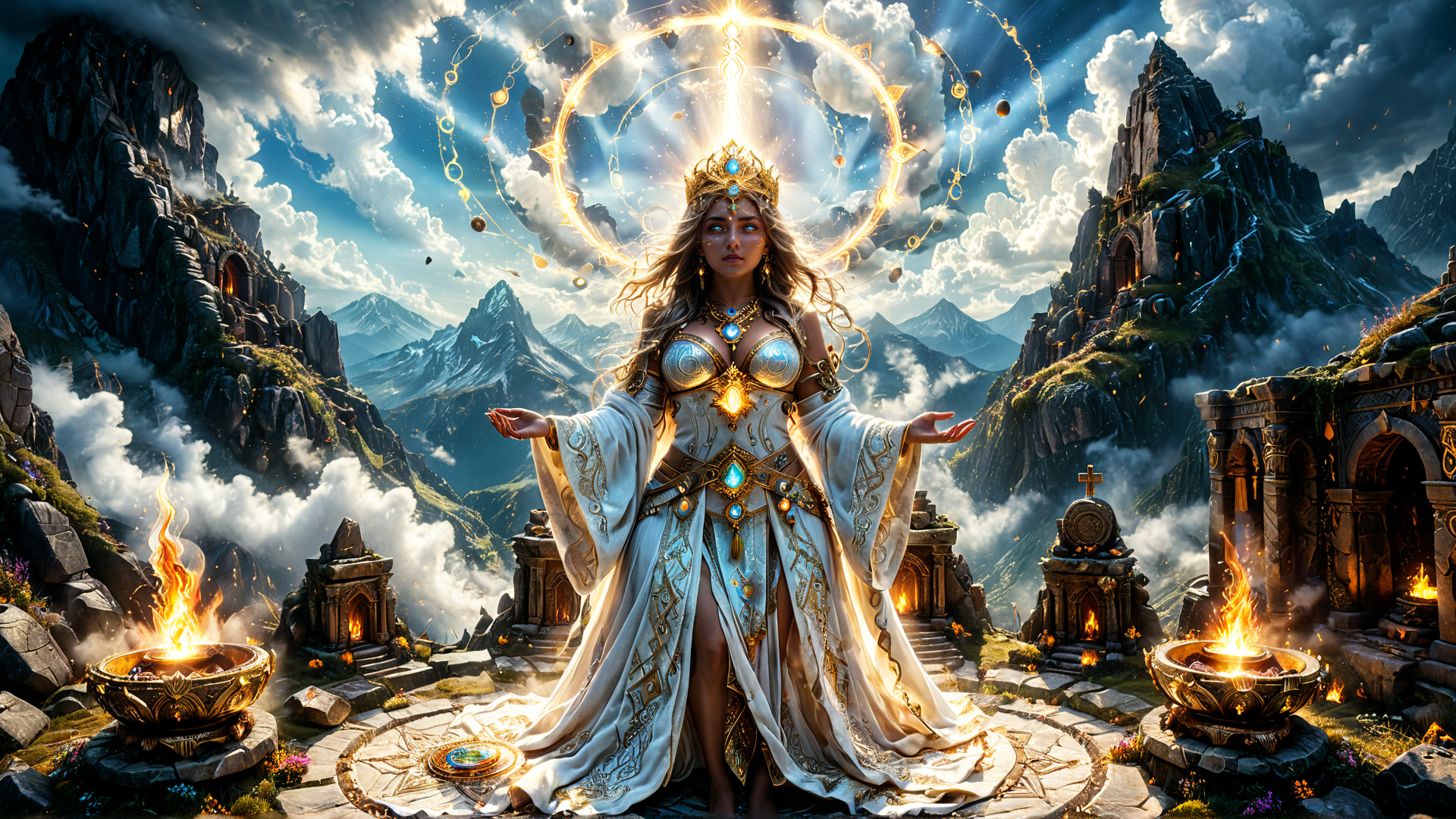 AI generated wallpaper featuring goddess, queen, ancient
