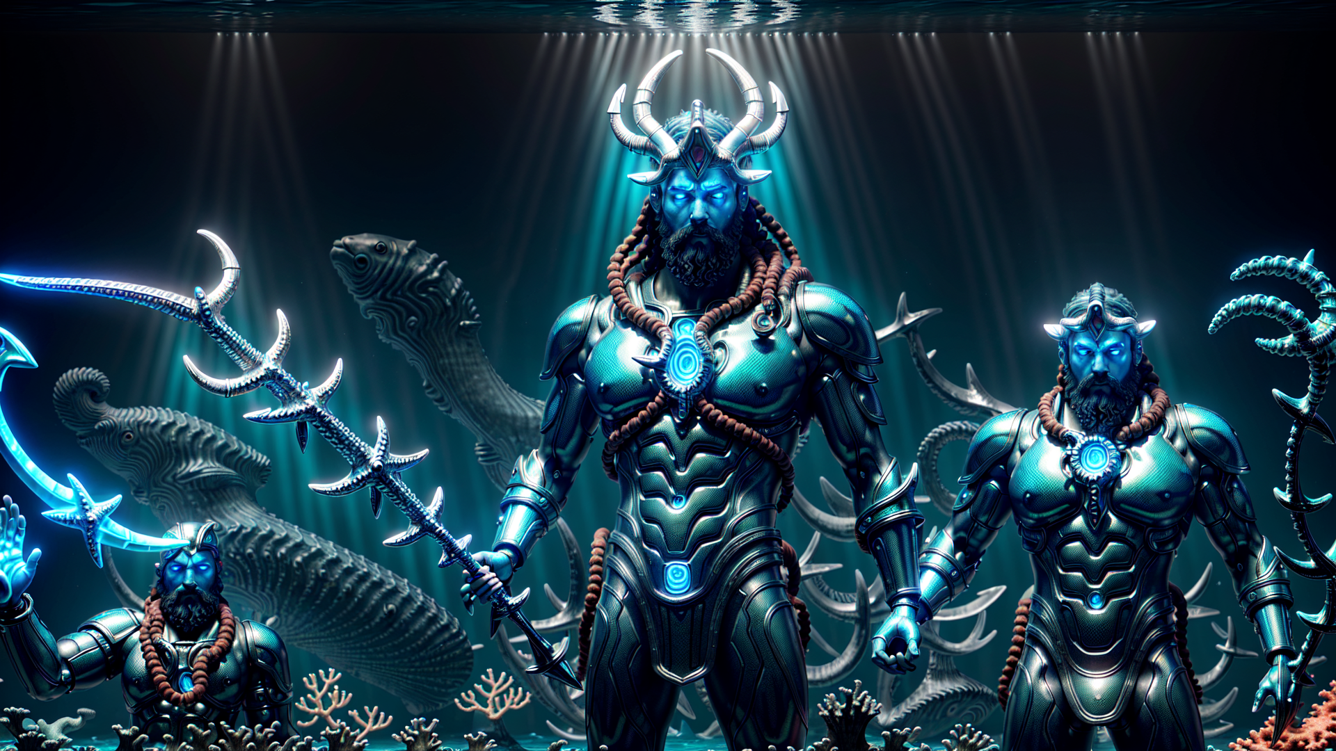 AI generated wallpaper featuring god, ocean, gods