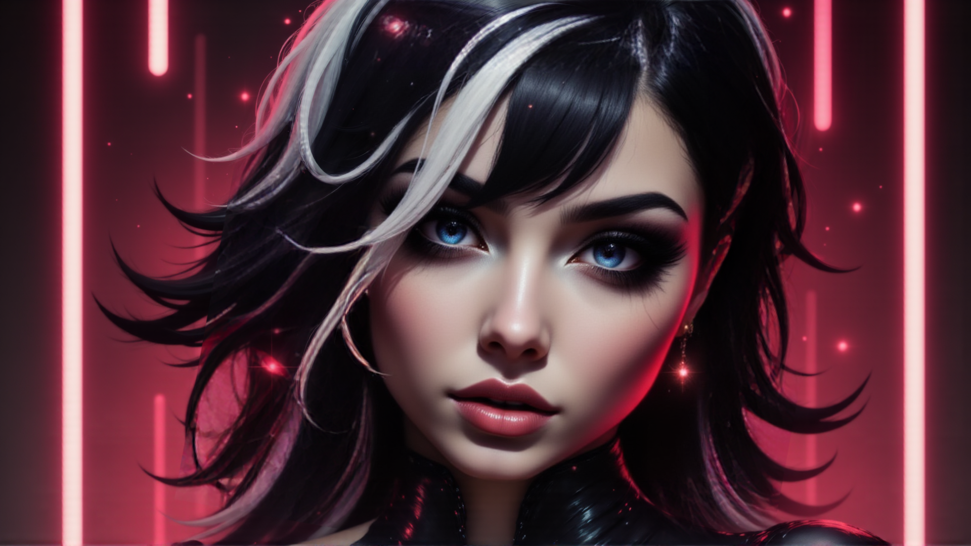 AI generated wallpaper featuring woman, neon, cyberpunk