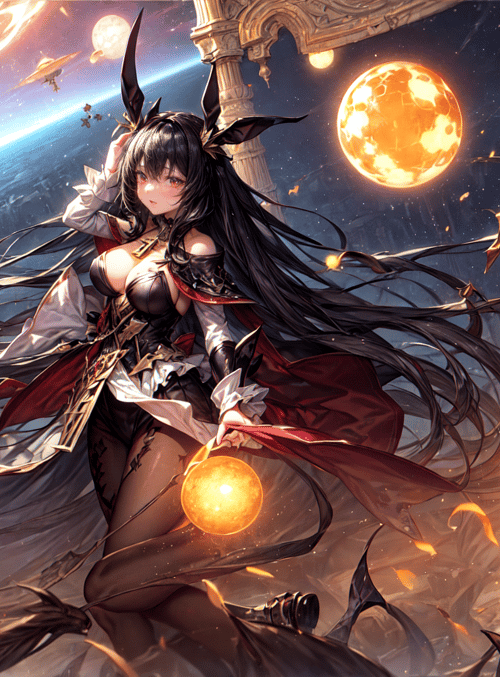 anime girl, sorceress, moon