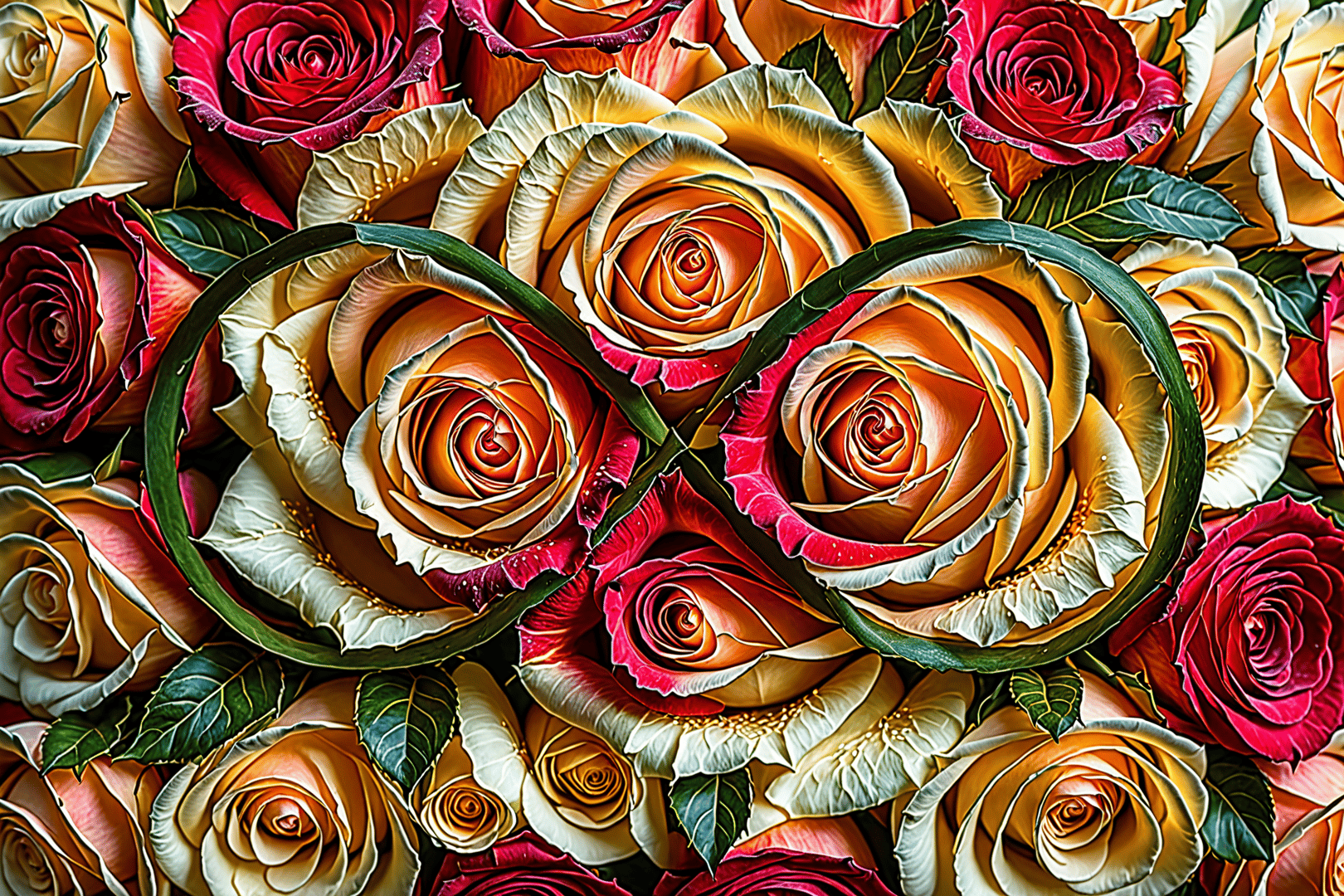 AI generated wallpaper featuring roses, flowers, bouquet