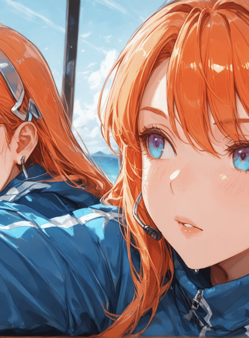 girl, headphones, ocean, sky, window, clothing, hair, ear, face, hand