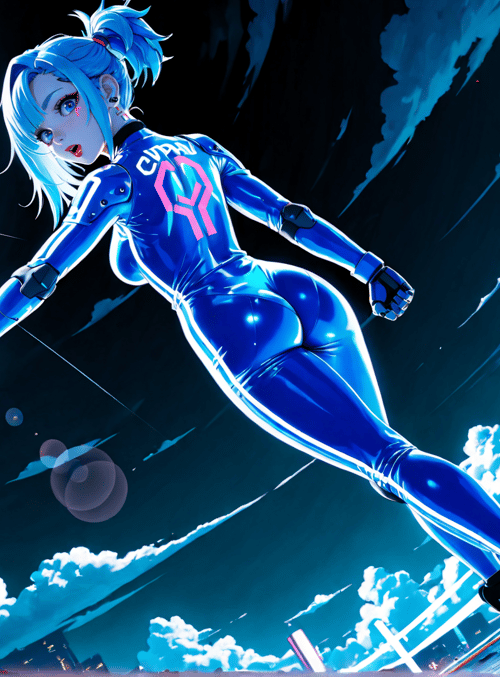 cyberpunk, female, character, gun, cityscape, neon, fashion, outfit, gloves, shoes