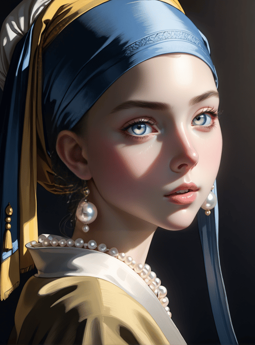 girl, pearl, headscarf